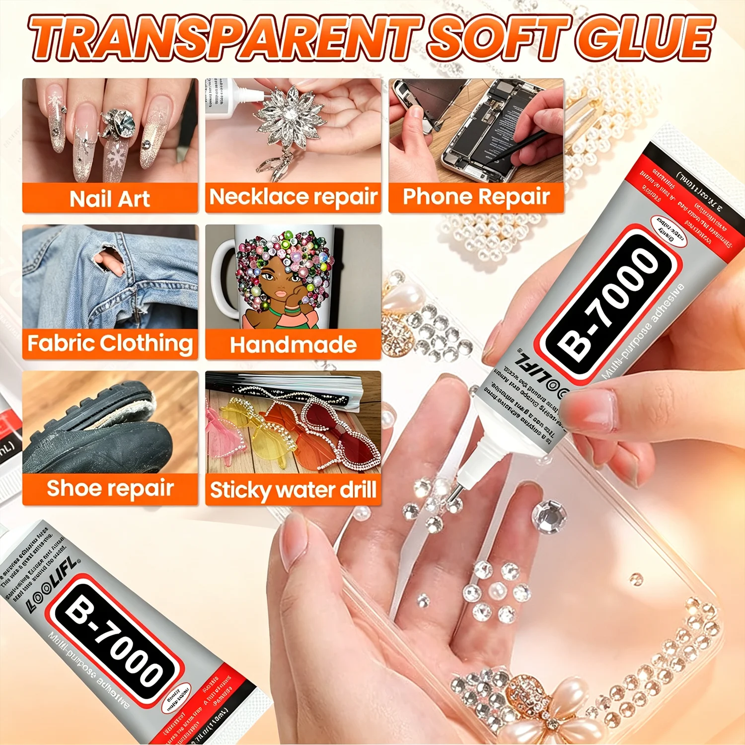 Multipurpose B7000 110/50/25/15/ML Super Glue Clear Strong Adhesive For Jewelry Phone Repair Nail Art Wood Glass Charms DIY Tool