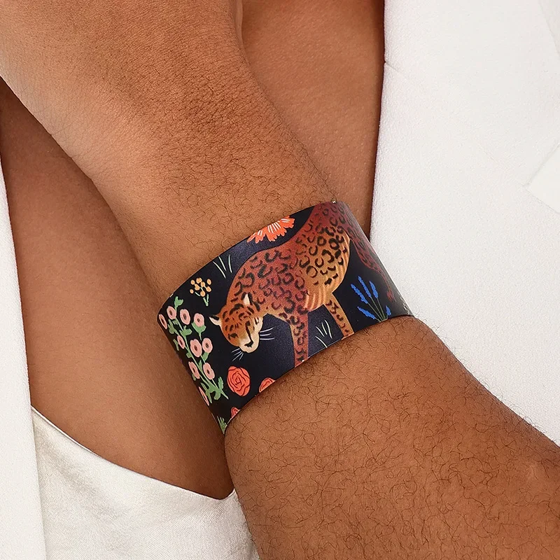 Bracelet For Women Metal Flower Animal Flower Leopard Cuff Bangle Holiday Party Gift Fashion Jewelry B059