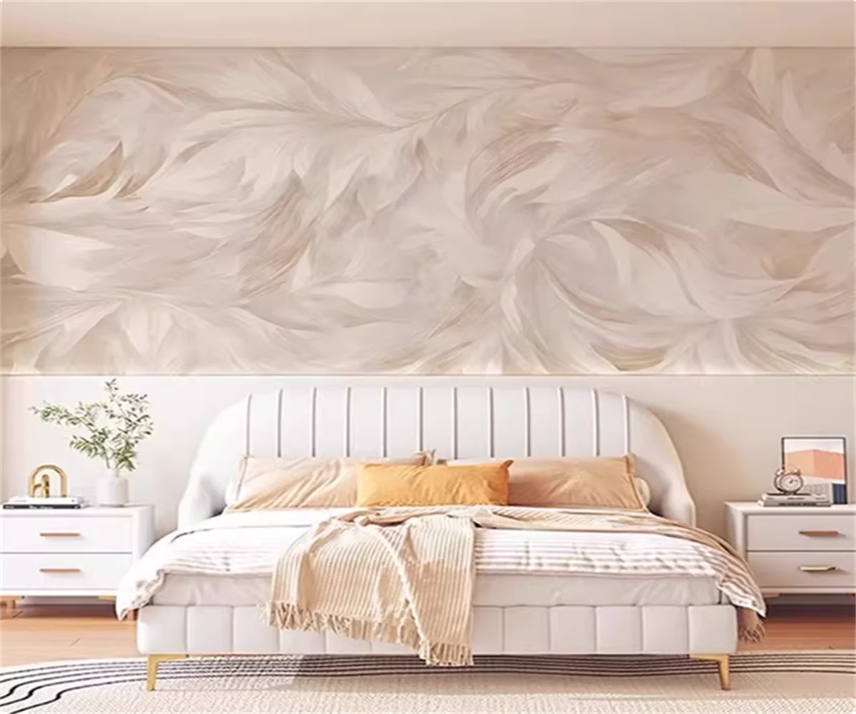 Customized wallpaper French abstract art pattern feather wallpaper TV living room bedroom background wall decoration wallpaper