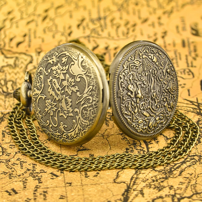 Винтажные бронзовые раскладные кварцевые карманные часы в египетском стиле