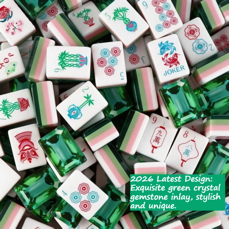 Green Crystal Gemstone American Mahjong Set - 4-Layer Acrylic Tiles 160PCS 2026 Luxury Edition