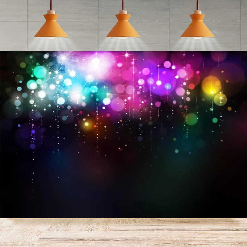 Neon Bokeh Colorful Glitter Photography Backdrop Let's Glow Crazy Abstract Sparkling Light Background Music Dance Party Decor