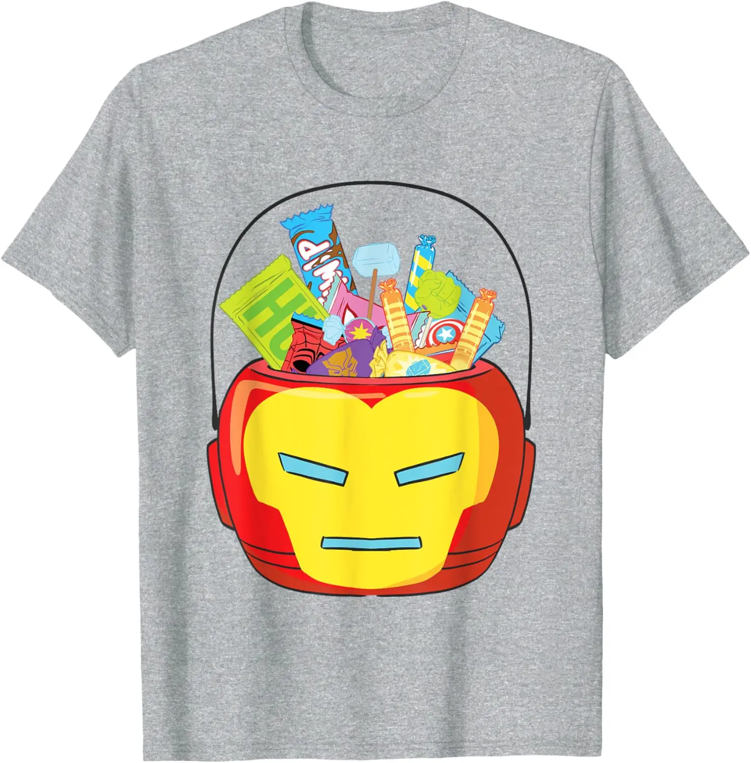 

Marvel Classic Halloween Hero Candy Iron Man Basket T-Shirt