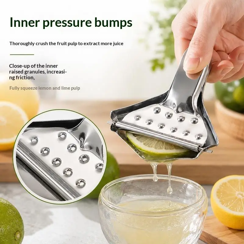 Easy To Use Hand Press Stainless Steel Lemon Tongs Silver Manual Juicer Lemon Squeezer Clip Rustproof Citrus Presser Grape