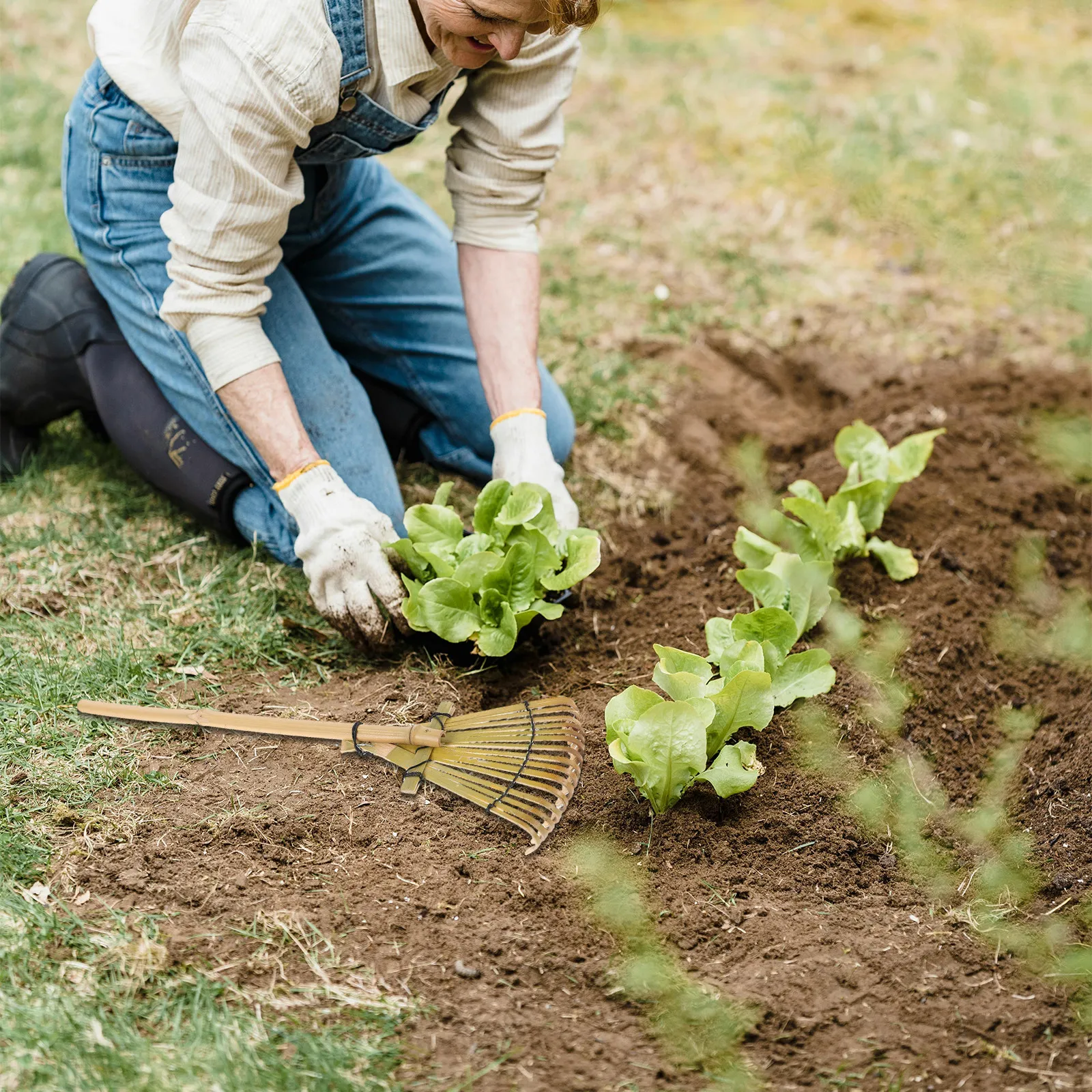Gardening Hand Tools Japanese - คราดมือทำสวน ไม้ไผ่ น้ำหนักเบา สไตล์ญี่ปุ่น สำหรับปรับแต่งทราย ทำให้เรียบเนียน