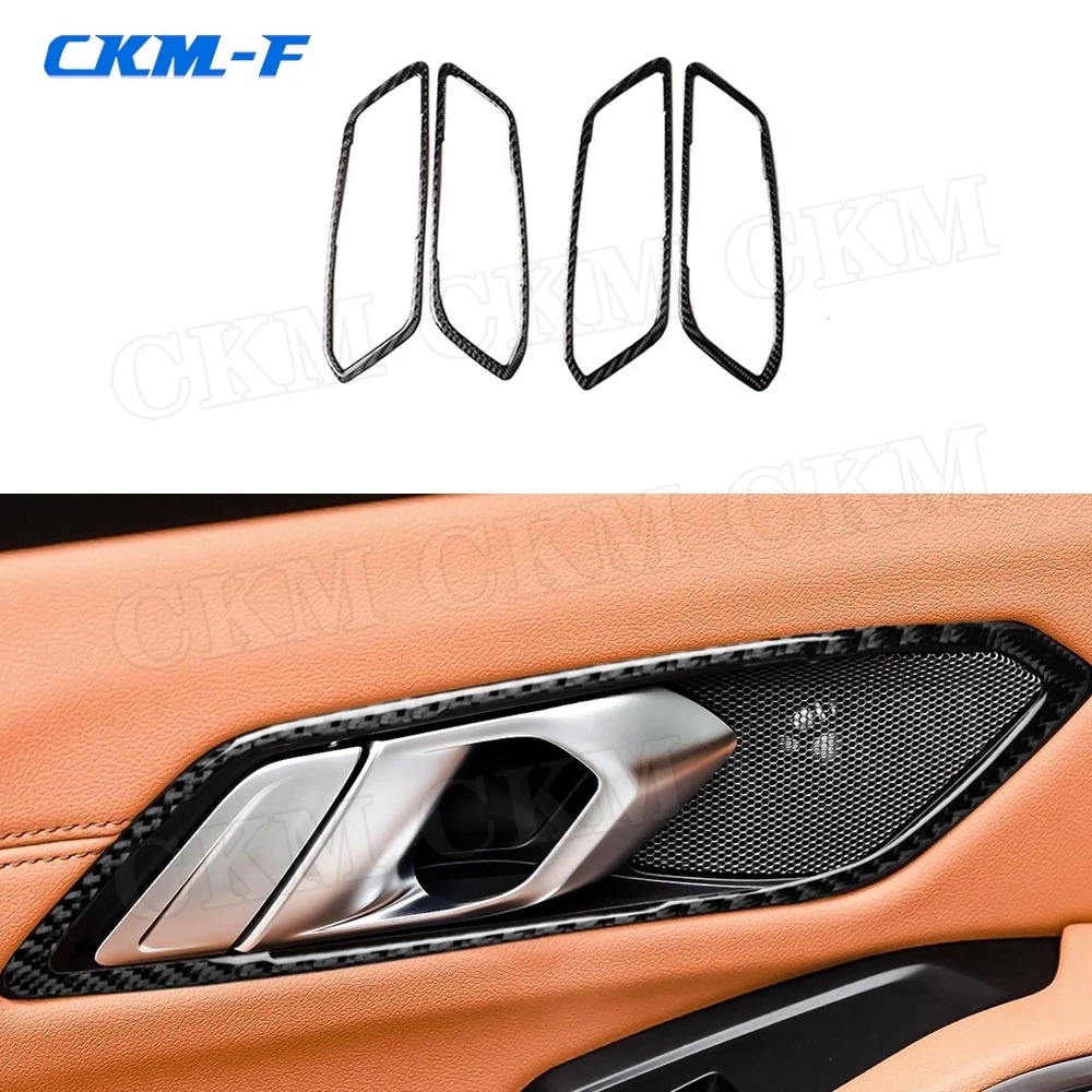 

Carbon Fiber Car Door inner Handles Bowl Trim Frame Cover Stickers For BMW G20 G28 2019 2020 Car Accessories