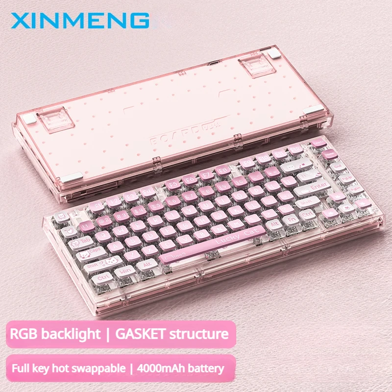 

Xinmeng X75 Mechanical Keyboard Wireless Tri-Mode Transparent Esports Keyboard RGB Custom Gasket Keyboard For Office Computer