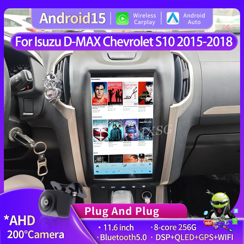 11.6”Android15 For Isuzu D-MAX Chevrolet S10 2015-2018 Stereo Multimedia Player Radio Wireless CarPlay BT GPS Navi 4G Head Unit