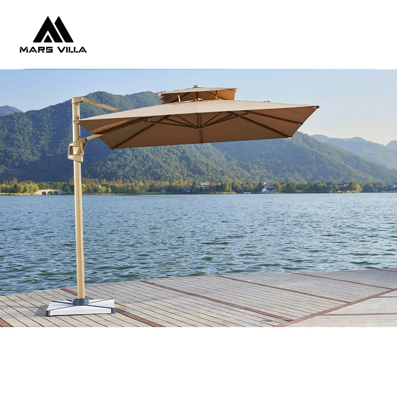 

Roman Umbrella Patio Umbrella Easy to Open Exterior Sun Shade LED Outdoor Cafe Parasols Umbrella