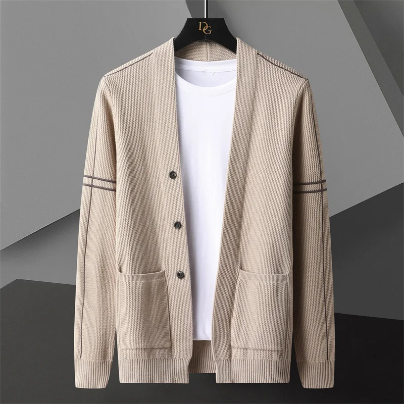 2023 Cardigan Male Garment Coat Sweater Fall Line Decoration Knitting Cardigan Man Long Sleeve Slim Fit Sweater Hombre Botones