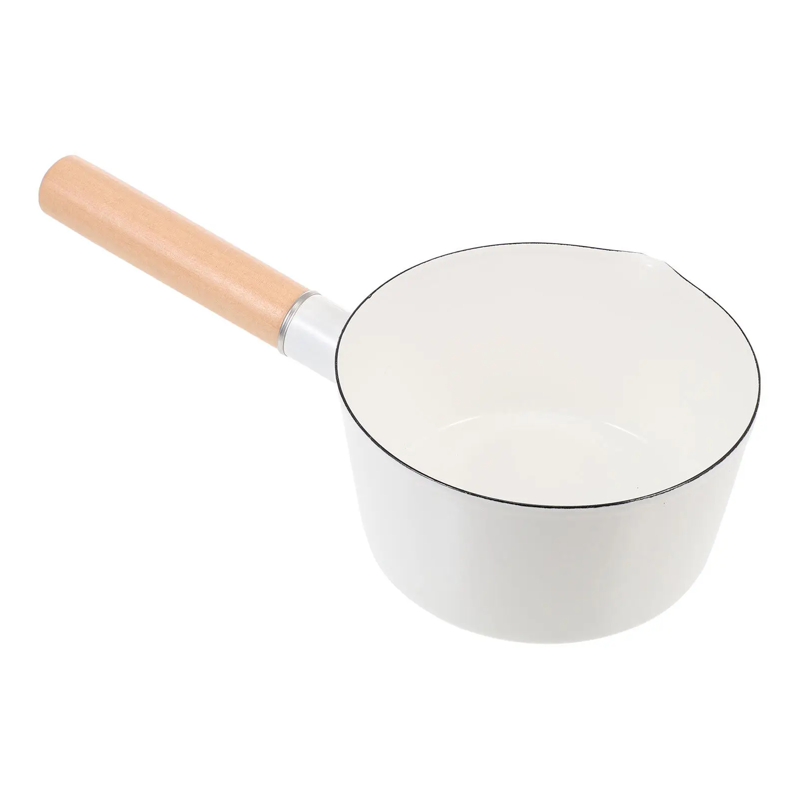 Household Enamel Milk Pot Wooden Handle Lightweight Multifunction Saucepan Instant Noodle Hot Milk Cooking Food Supplement