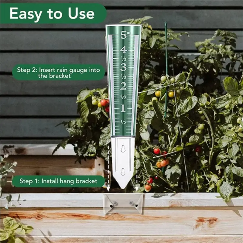Rain Gauge 5 Inch Capacity With Magnified Scale And Measurement Units Outdoor For Garden Patio Yard 2 Pack Blue