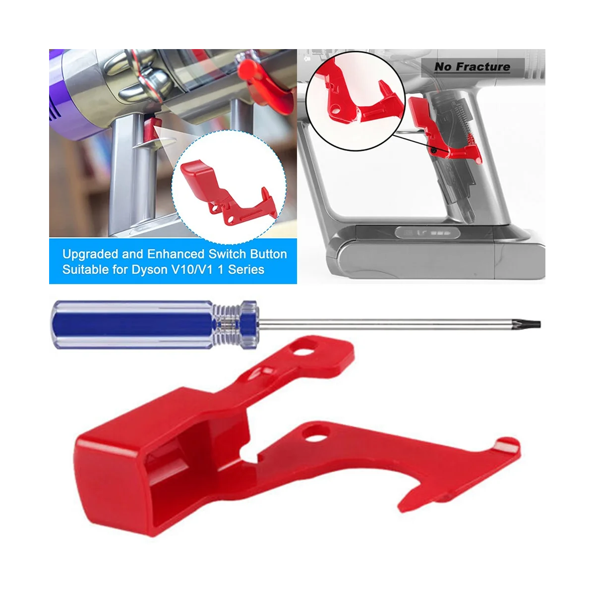 Botón de interruptor de gatillo mejorado para aspiradora Dyson V10 V11, repuesto de alta resistencia, botón de gatillo Con destornilladores