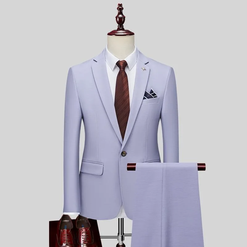 

Z365Spring and autumn double slit slim fit two button suit three piece suit groom wedding dress solid color