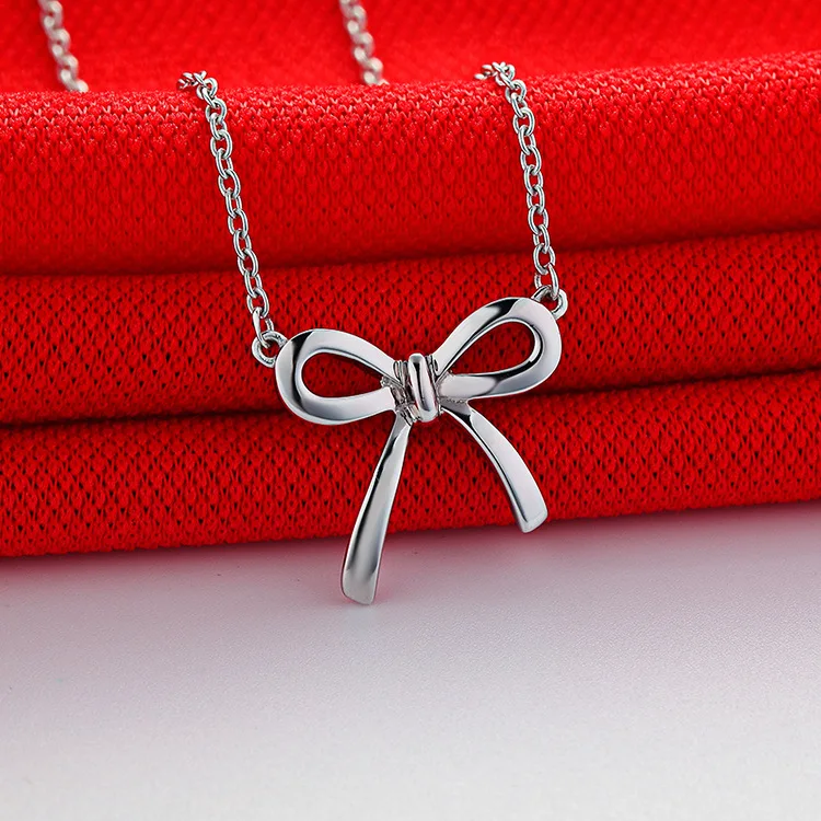 PT950Platinum Necklace - Women's Bowknot Korean-style Fashionally Simple Earrings - Collar Chain