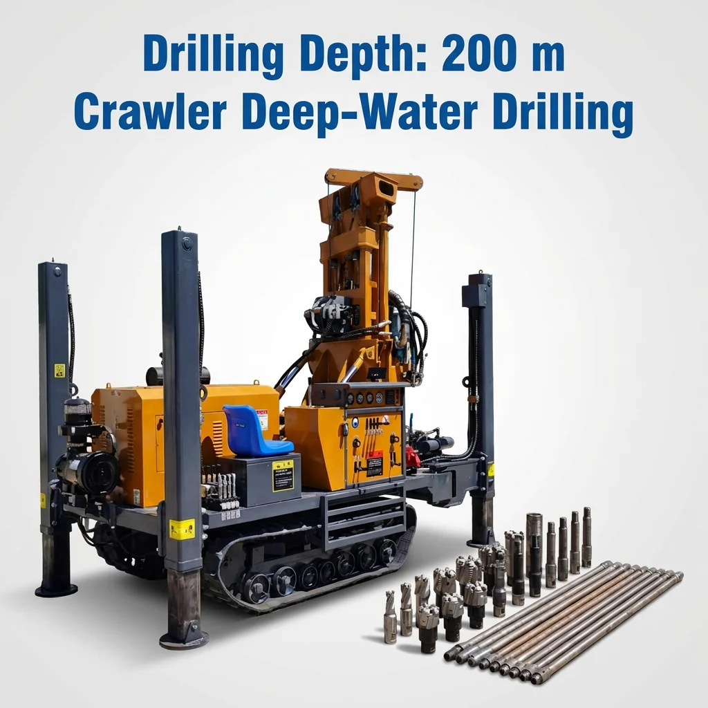 Crawler Drilling Rig Diesel Engine Water Well Drilling Rig Depth High Efficiency Easy Operation Drill Agricultural Irrigation