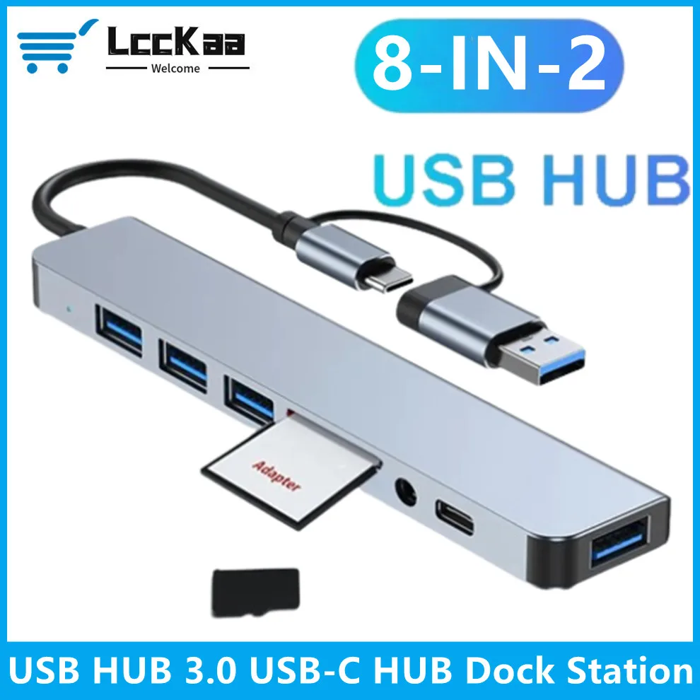 USB HUB 3.0 Type C Hub Concentrator Docking Station Adapter SD TF Card Reader Audio Multi-hub Dock Splitter For MacBook Air PC