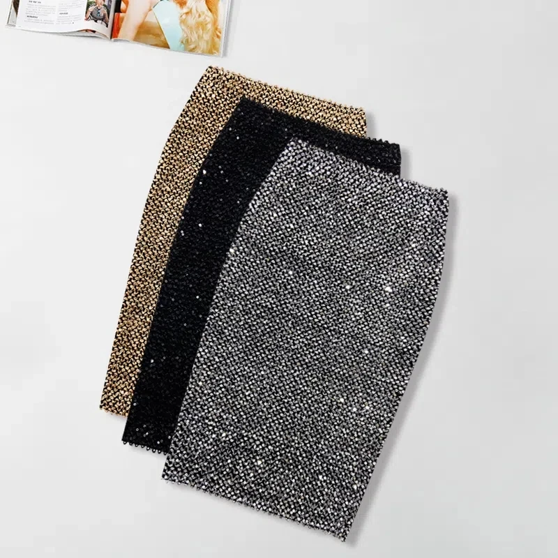 Sexy Temperament Short Skirt Female Mid-length Autumn Winter Sequin Hip Wrap Clothes For Women Fashion Party Skirts