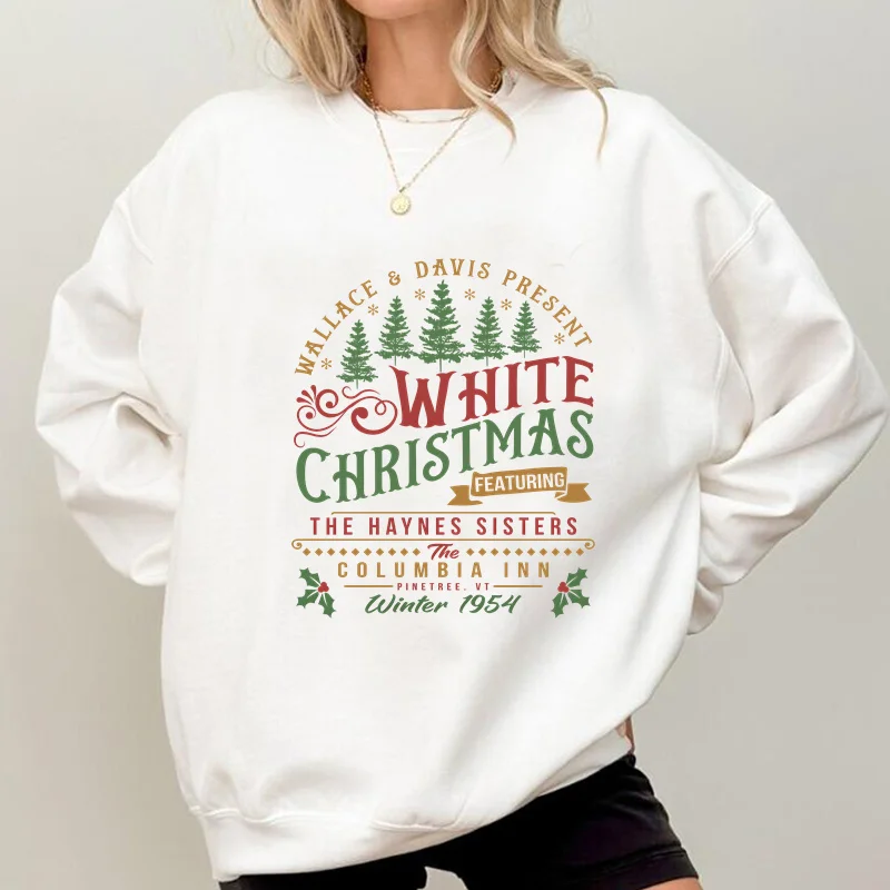 White Christmas Sweatshirt Columbia Inn Pine Tree Vermont Christmas Sweatshirts Harajuku Pullover Women\'s Clothing Streetwear