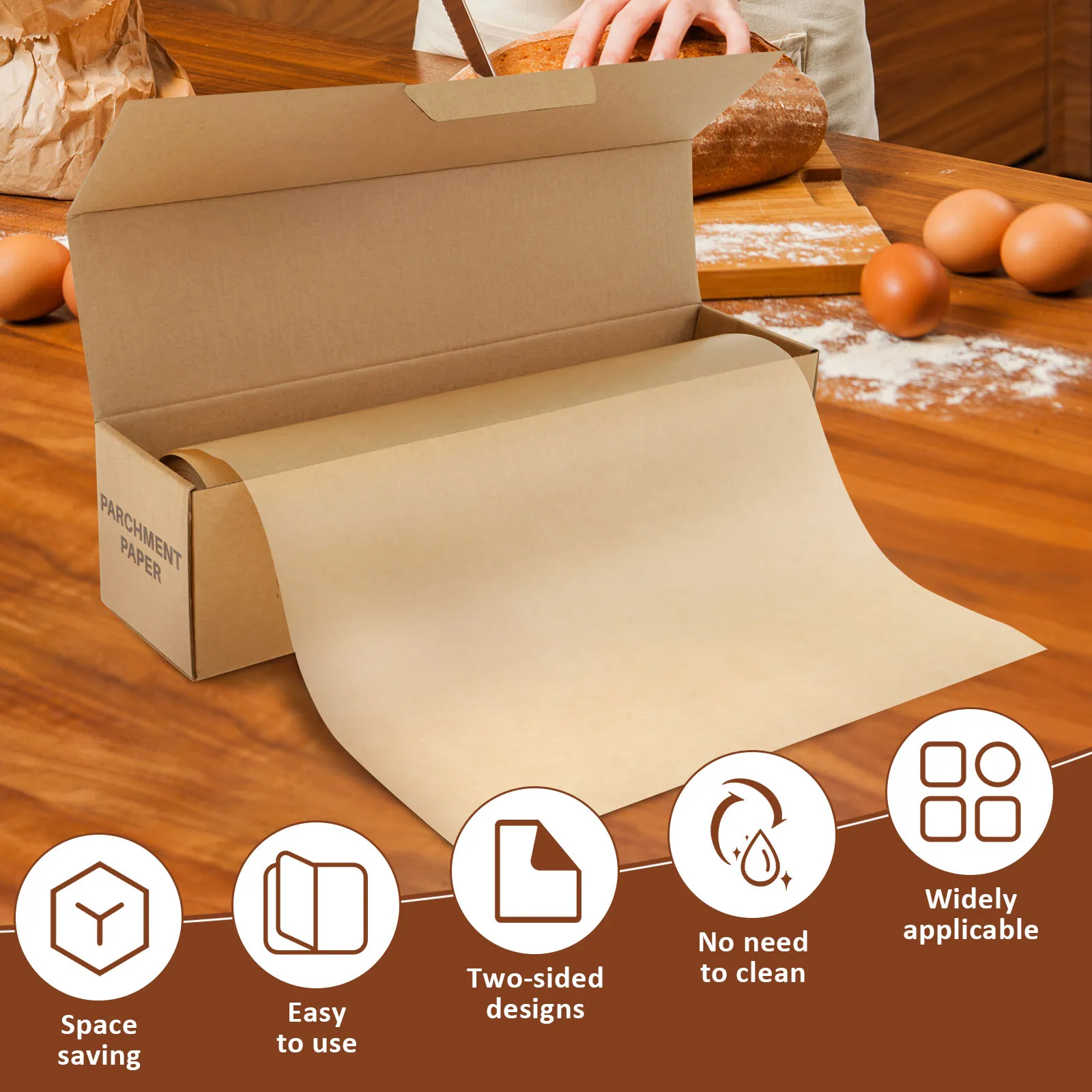 لفة ورق البرشمان مزدوجة الجوانب ورق البرشمان أوراق الخبز كوتابل الخبز الخبز بطانات لفرن الهواء المقلاة شواء حصيرة