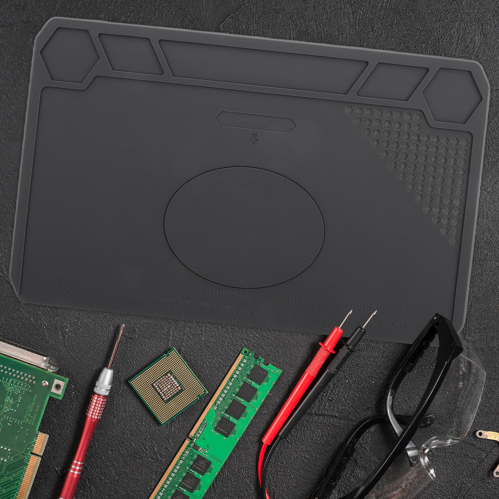 

Silicone Heat Resistant Mat For Soldering Station Magnetic Repair Pad High Temperature Insulation Workbench Protector For