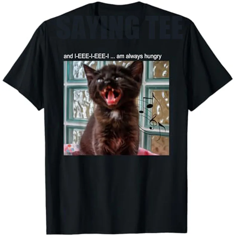 

Cat Meme T-Shirt Silly Cat Funny Kitty Meow Hiss Kitten Graphic Outfit Humor Sacastic Saying Tee Novelty Gift Fashion Design Y2k