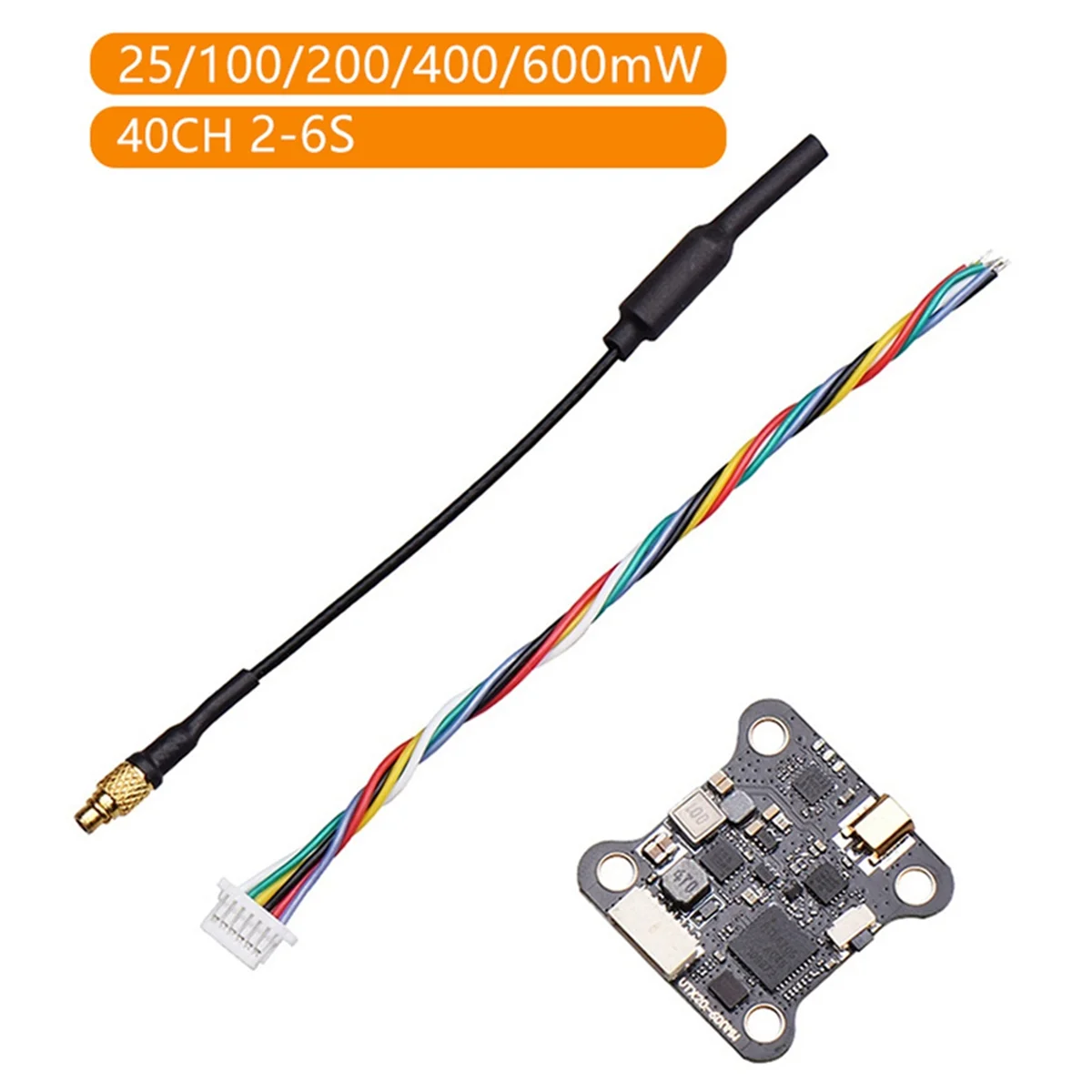 5.8G 40CH VTX FPV Transmitter 25/100/200/400/600mW 7-26V Adjustable VTX for RC Long Range FPV Racing Drone&A78P