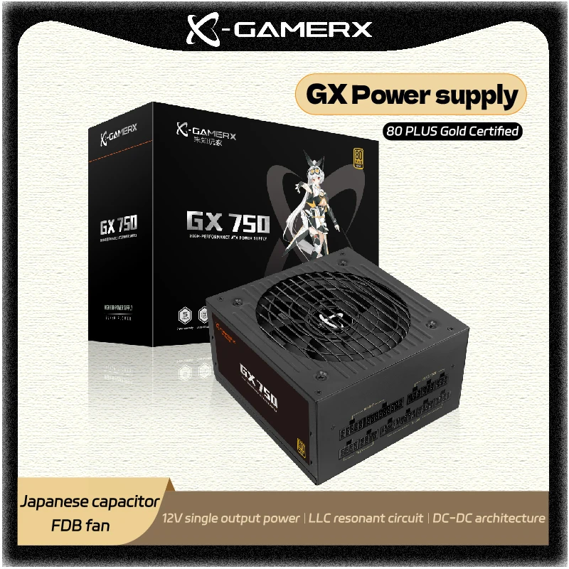 

Power Train X-GAMERX GX 750W GX850W Power Supply 80 PLUS Gold Rated ATX3.1 Full Protection 120mm Super quiet FDB Fan