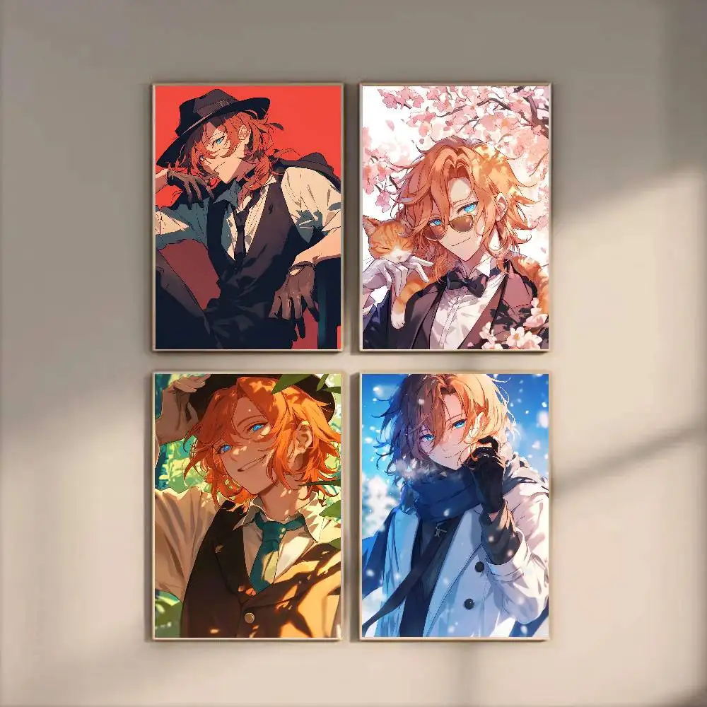 Nakahara Chuuya Anime B-Bungo S-Stray D-Dogs Poster Art Sticky Wall Waterproof Home Living Room Bedroom Bar Aesthetic Decoration
