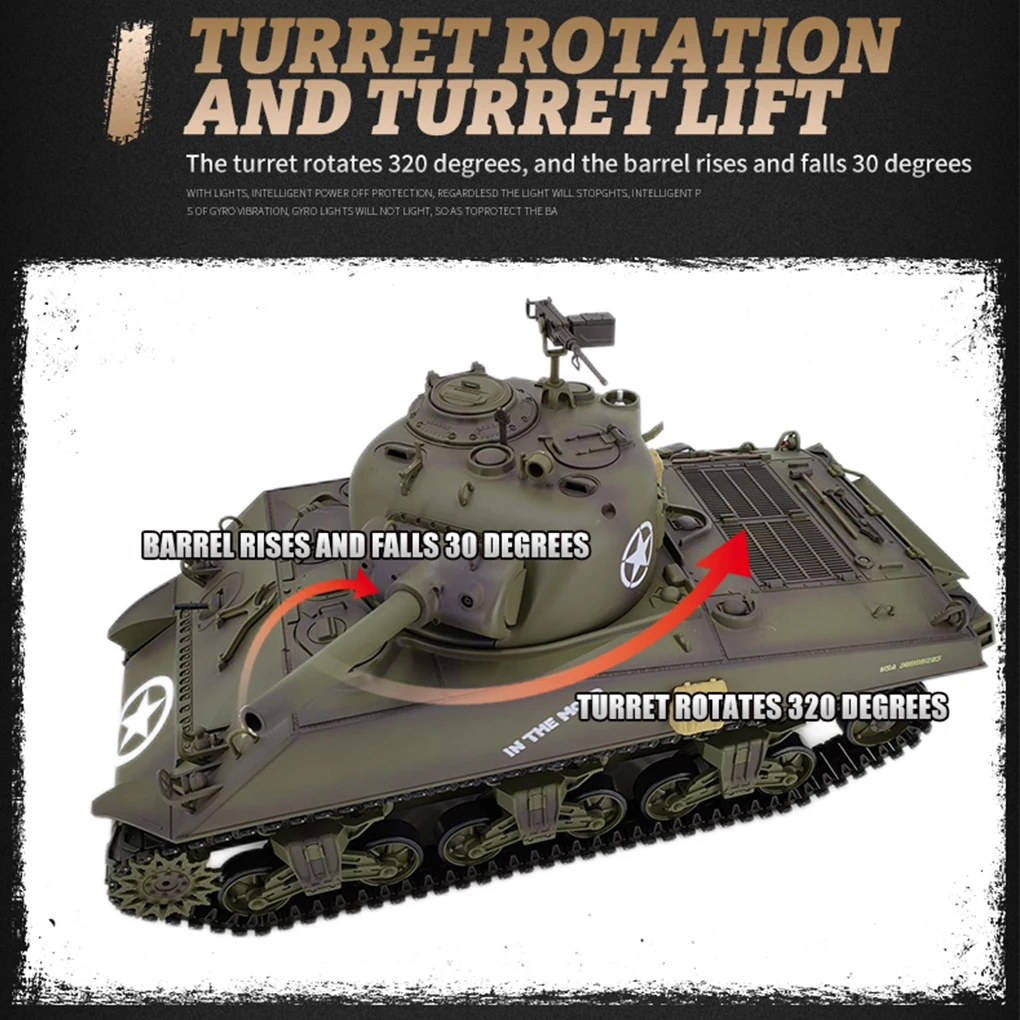 1/16 RC Tank Henglong US M4A3 Sherman Elektrische Afstandsbediening Tank Model Telescopische Vat Militaire Model Volwassenen Kinderen RC Speelgoed