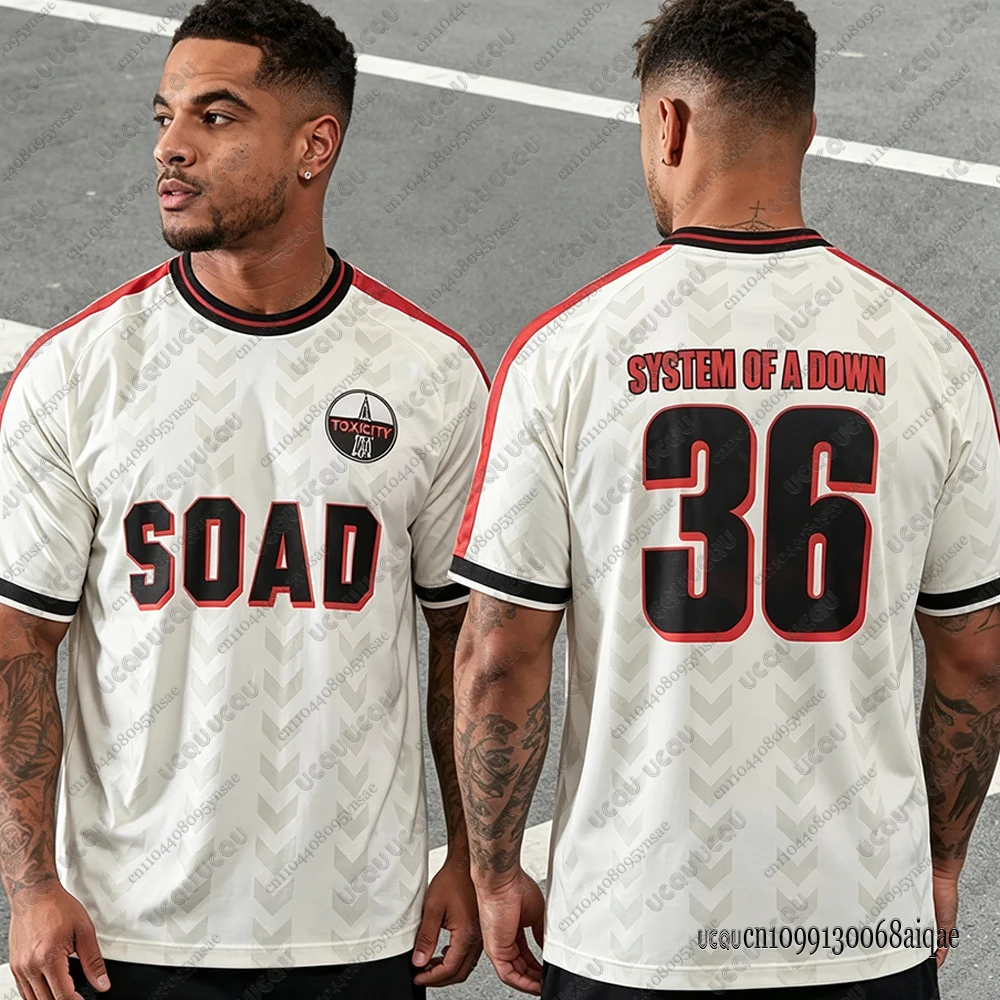 2026 SOAD System Of A Down Tour Fußballtrikot für Herren – Sommerliches, schnelltrocknendes Rock-T-Shirt mit Rundhalsausschnitt, lässige Sport-T-Shirts, Herren-Oberteile – Detail 6