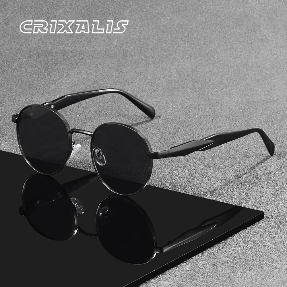 CRIXALIS Round Vintage Fashion Trendy Sunglasses For Men Driving Traveling Go Out Party Decoration Glasses Male UV400 Protection