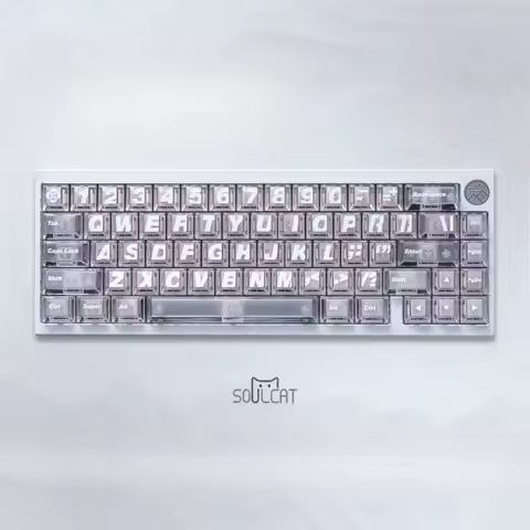 SOULCAT Big Letter Keycap Set PC Custom Fog Translucent Keyboard Cap Cherry Profile KeyCap for Mechanical Keyboard Accessories