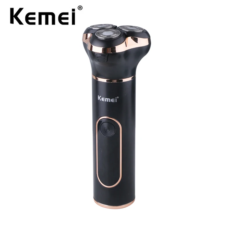 Kemei Electric Shaver Rechargeable Wet Dry Use Razor IPX7 Waterproof Mini Shaving Machine for Men 3D Rotary Sharp Blade KM-1315