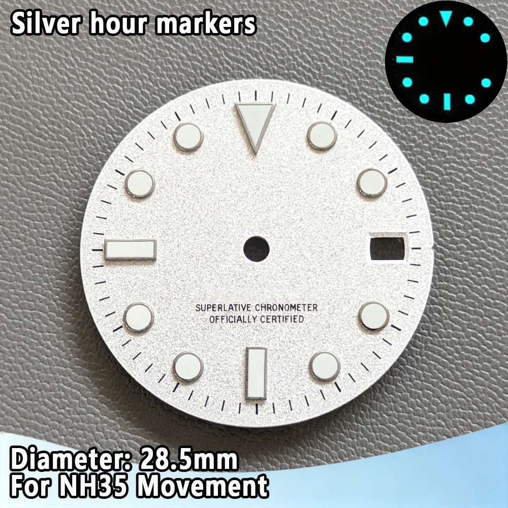 NH35 Watch Dial Fit For Yacht-Master NH35 Dial 28.5mm BGW9 Blue Luminous For NH35 Movement Watch Modification Accessories Parts
