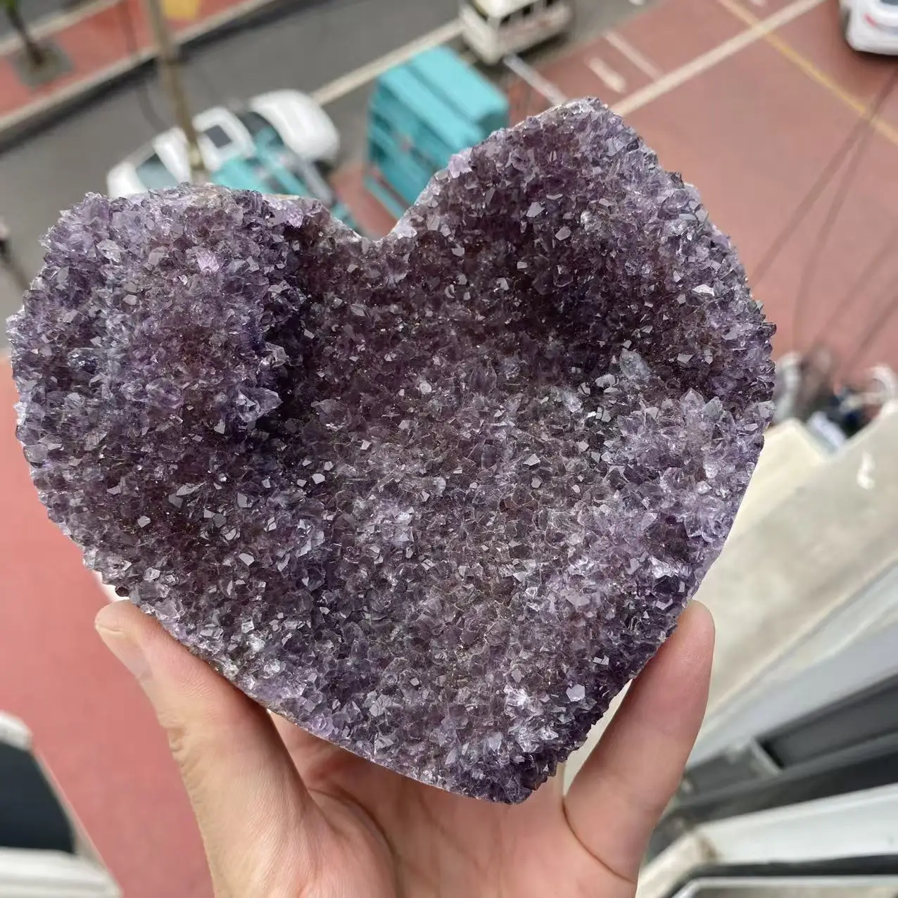 

One Item, One Picture. Natural Brazilian Amethyst Cluster Heart, Energy Gemstone, Healing With Qi, Home Decoration, Demagnetizat