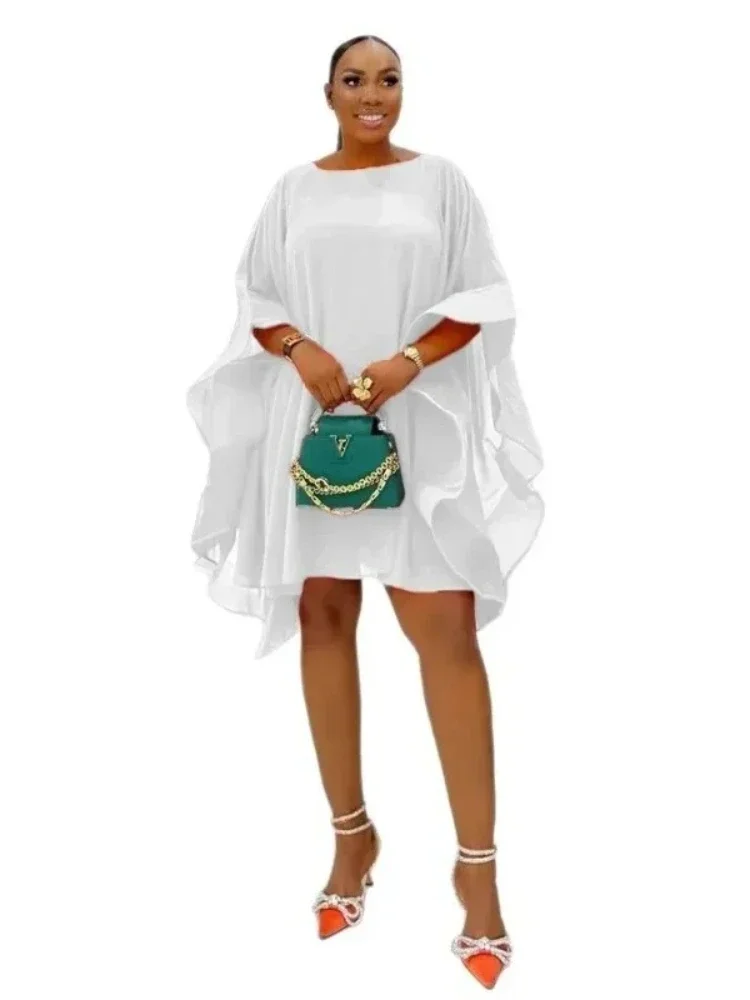 

Customized Women Cloak Sleeve Slim Chiffon Dress 2025 Summer Fashion Chic Birthday Night Club Party Street Vestidos Sexy Dresses