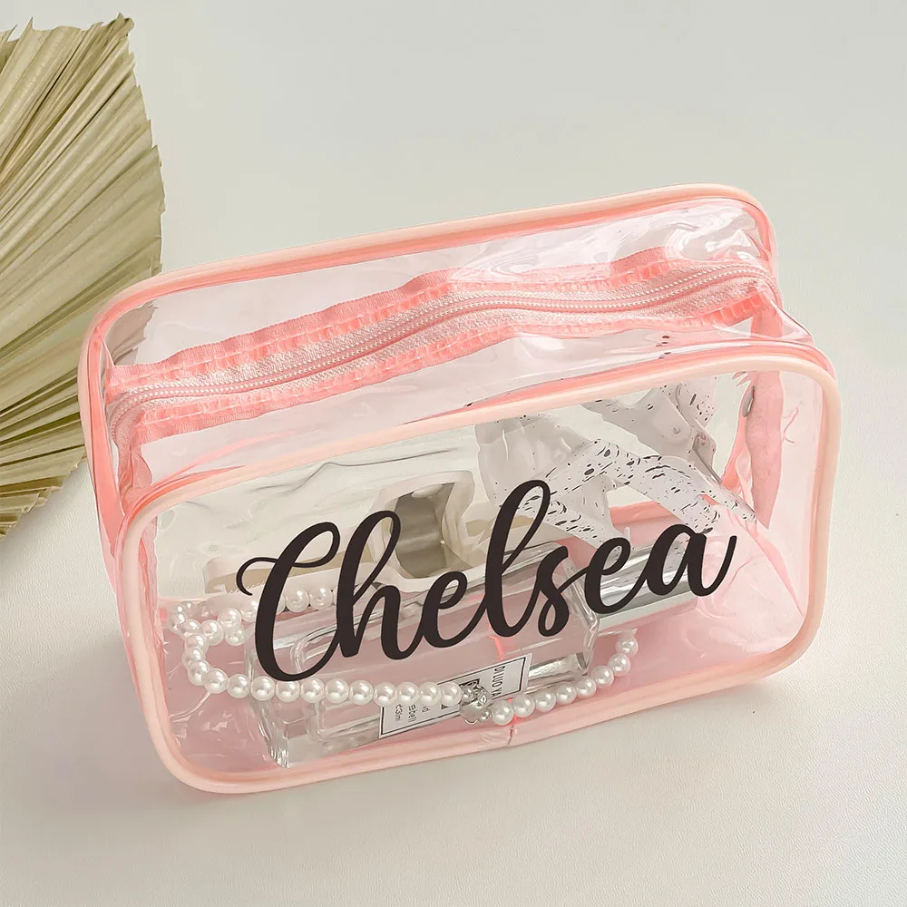 Transparent Makeup Bag Personalized Trave Clear Cosmetic Bag Beach Bachelorette Party Gift Wedding Decor Toiletry Bag Waterproof