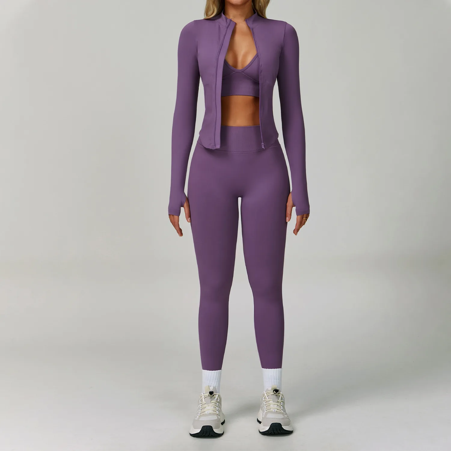 2/3PCS Yoga Suit Sports Set Women Tracksuit Gym Set Seamless Running Workout Set Push Up Long Sleeve