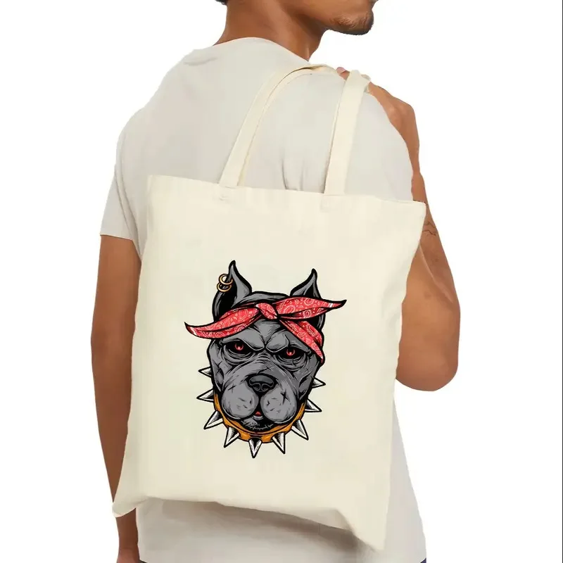 

Cute and Fun Dog Shoulder Bag Tote Bag Canvas Bag Women's Shopping Eco Friendly Bag Short Term Travel Bag Work Fitness