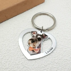 Custom Photo Keychain Personalized Heart Picture Key Chain Cat Dog Portrait Photograph Keyring Customized Memorial Gift