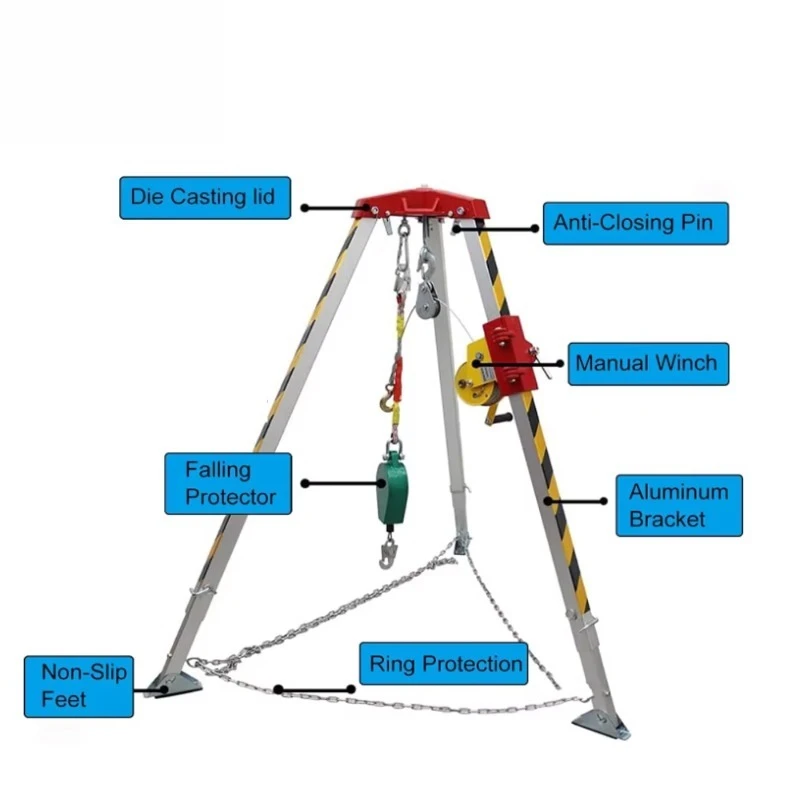 

Manufacture Confined Space Wire Rope Safety Tripod Rescue With Hand Winch