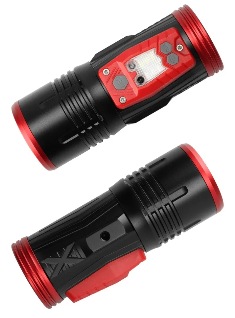 Powerful Night LED Fishing Flashlight Type-C Rechargeable Blue White Yellow Purple 4 Light Source Camping Handlamp with Bracket