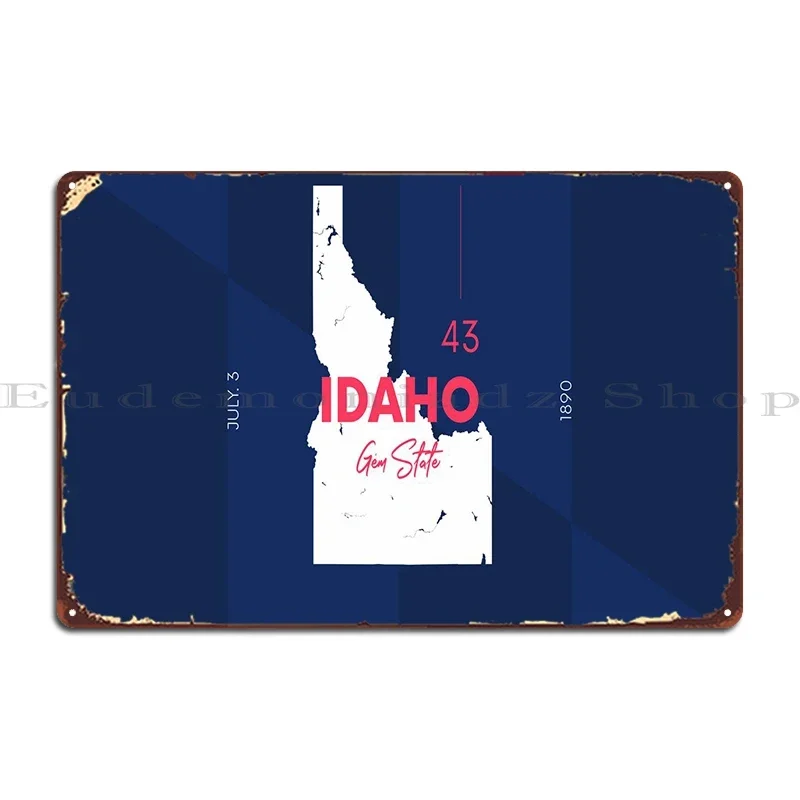Idaho Map Metal Sign Vintage Garage Plaques Wall Mural Printing Wall Decor Tin Sign Poster