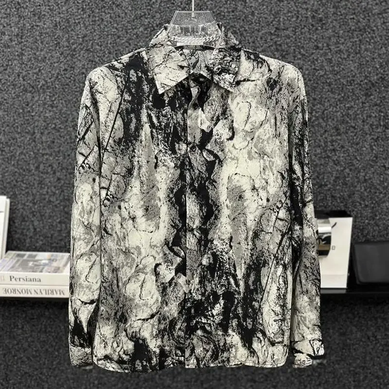 

Верхняя одежда в стиле ретро, рубашка с длинными рукавами и принтом тай-дай, уникальный гонконгский стиль, слегка защита для мужчин JJ912