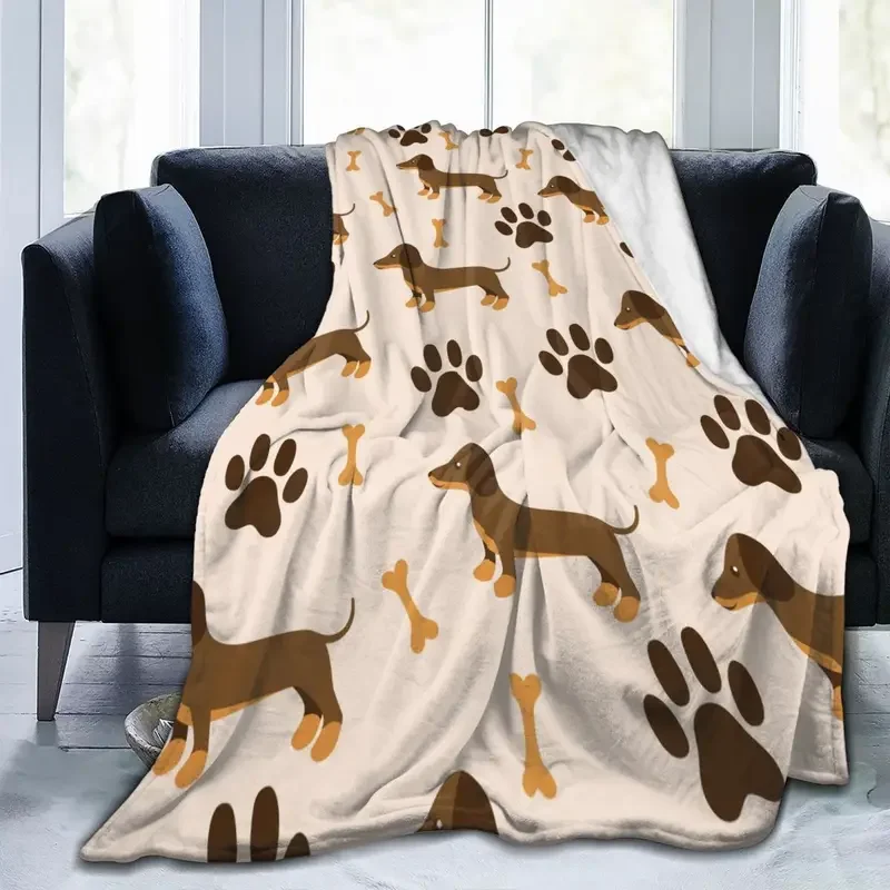 Badger Dog Dog Flannel Blanket Paw Animal Super Warm Throw Blanket for Outdoor Airplane Travel Funny Bedspread Sofa Bed Cover