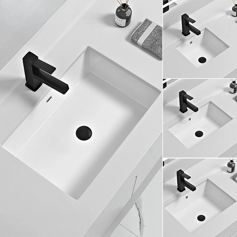 

Undercounter basin Square wash basin Ceramic right angle flat bottom washbasin Household bathroom Embedded balcony Single basin