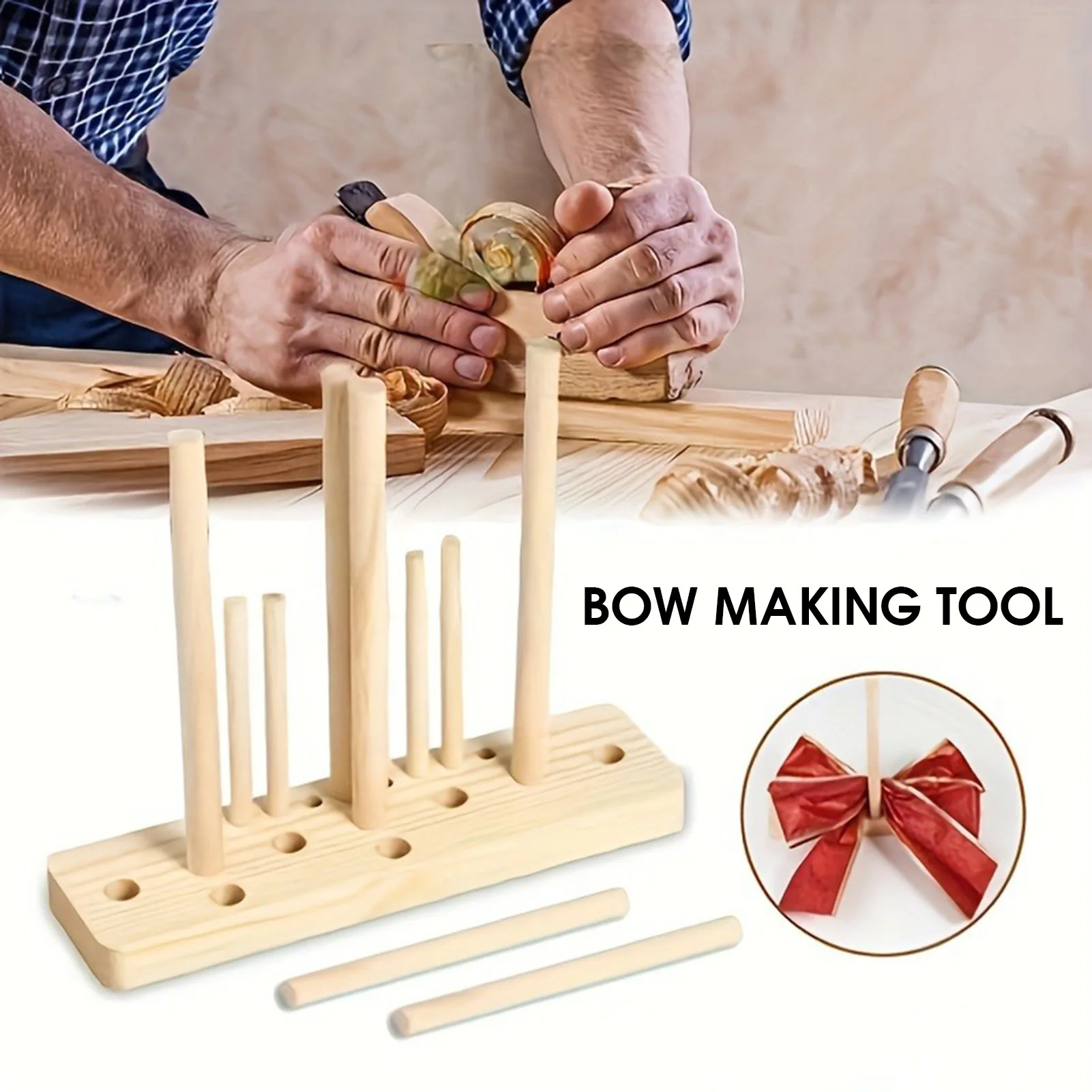 Professional Bow Maker Tool Wooden Ribbon Bows Jig for Christmas Wreath DIY Crafting Kit Portable Holiday Decoration Tool