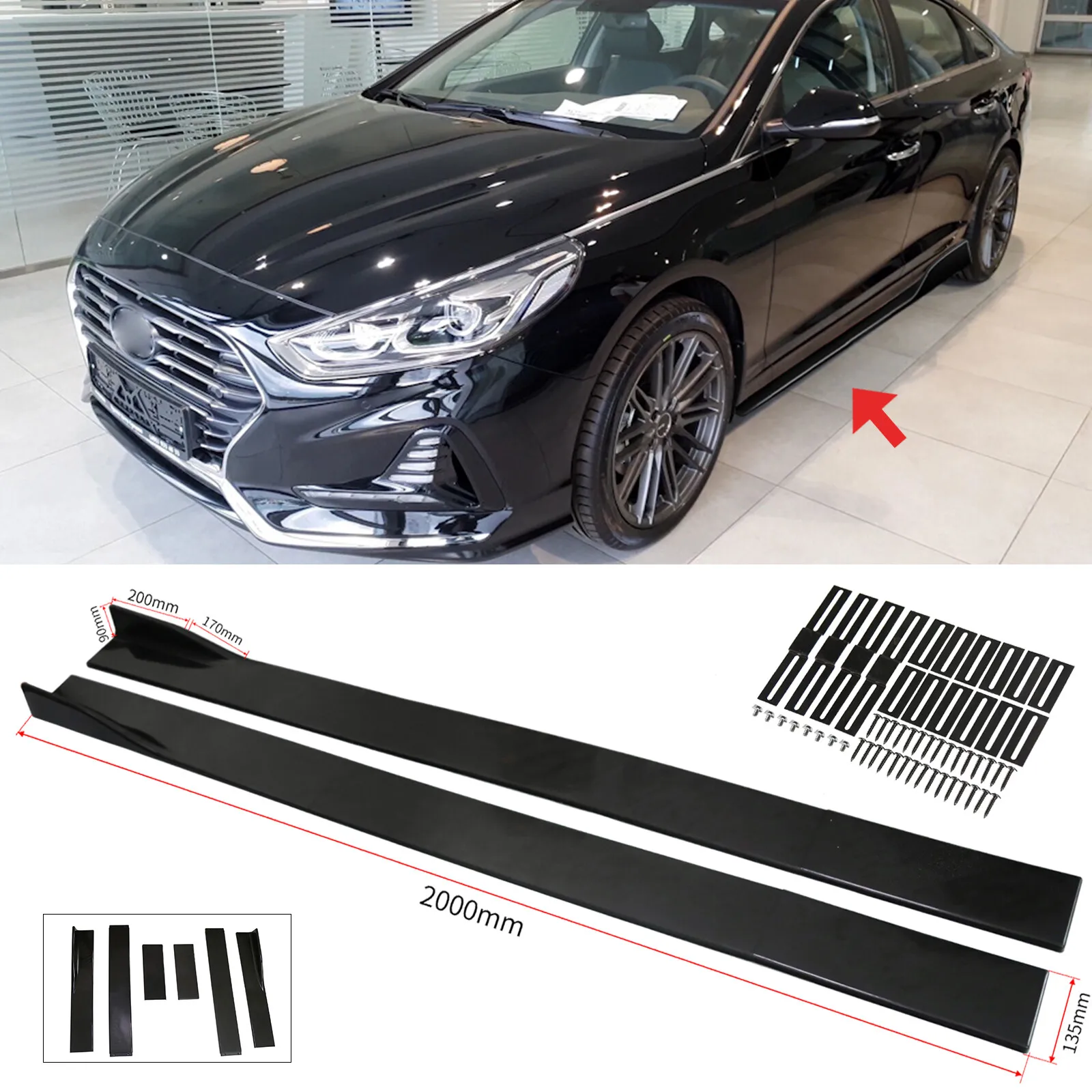 

For Hyundai Sonata Sedan 2011-2023 Side Skirt Extension Splitter Spoiler Panel