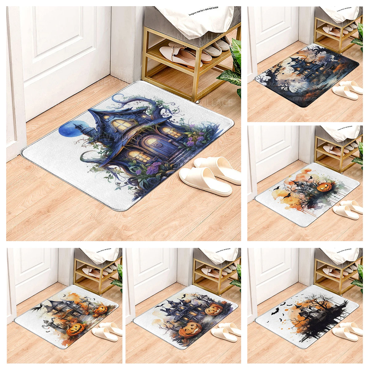 House entrance carpet Home door mat Living Room Bath Foot bathroom non-slip water absorption rugs bath Halloween Autumn Pumpkin